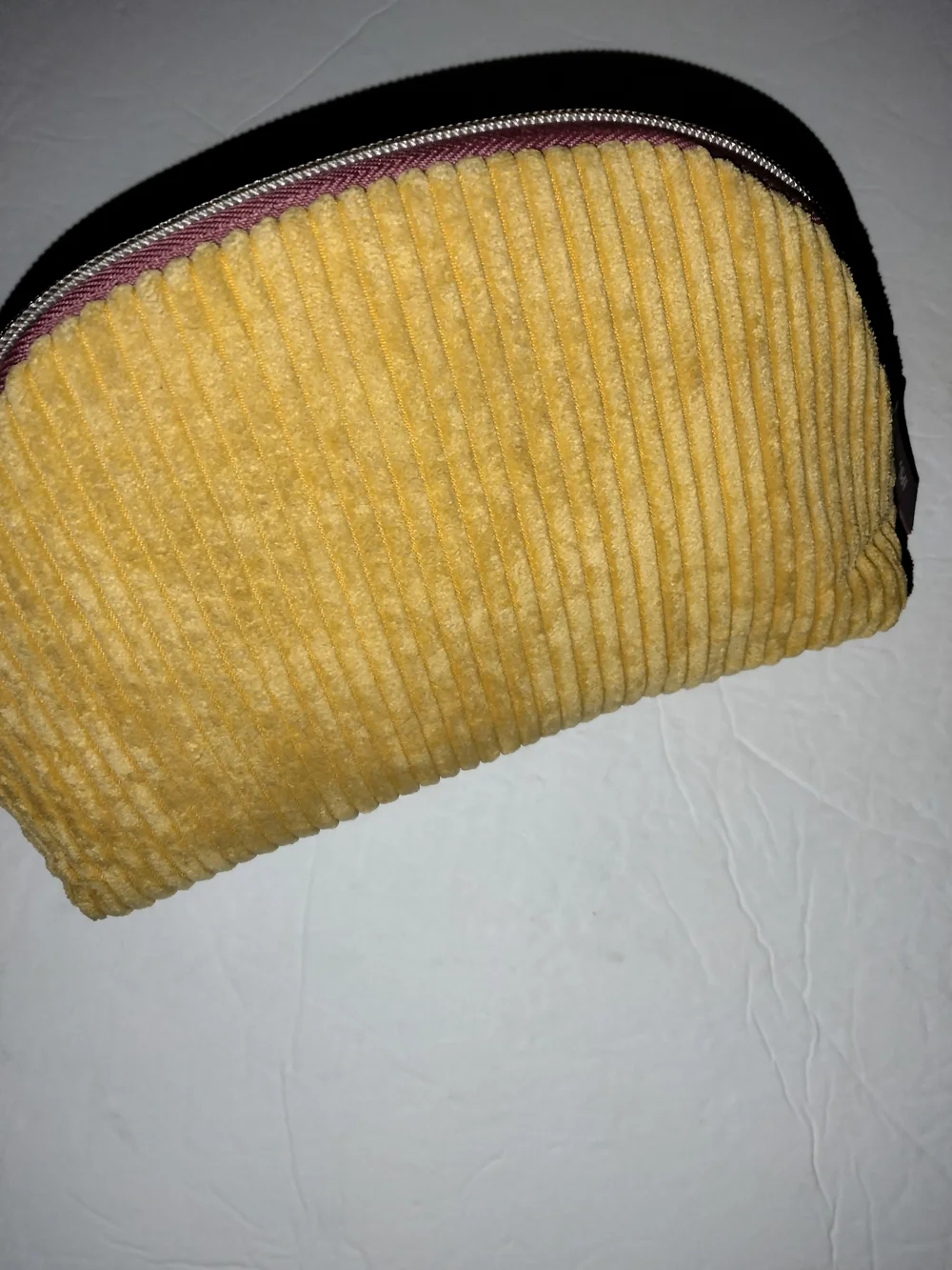 Ipsy (Size 10W X 7L) Burgundy & Gold Ribbed Corduroy Texture Cosmetic Pouch Bag